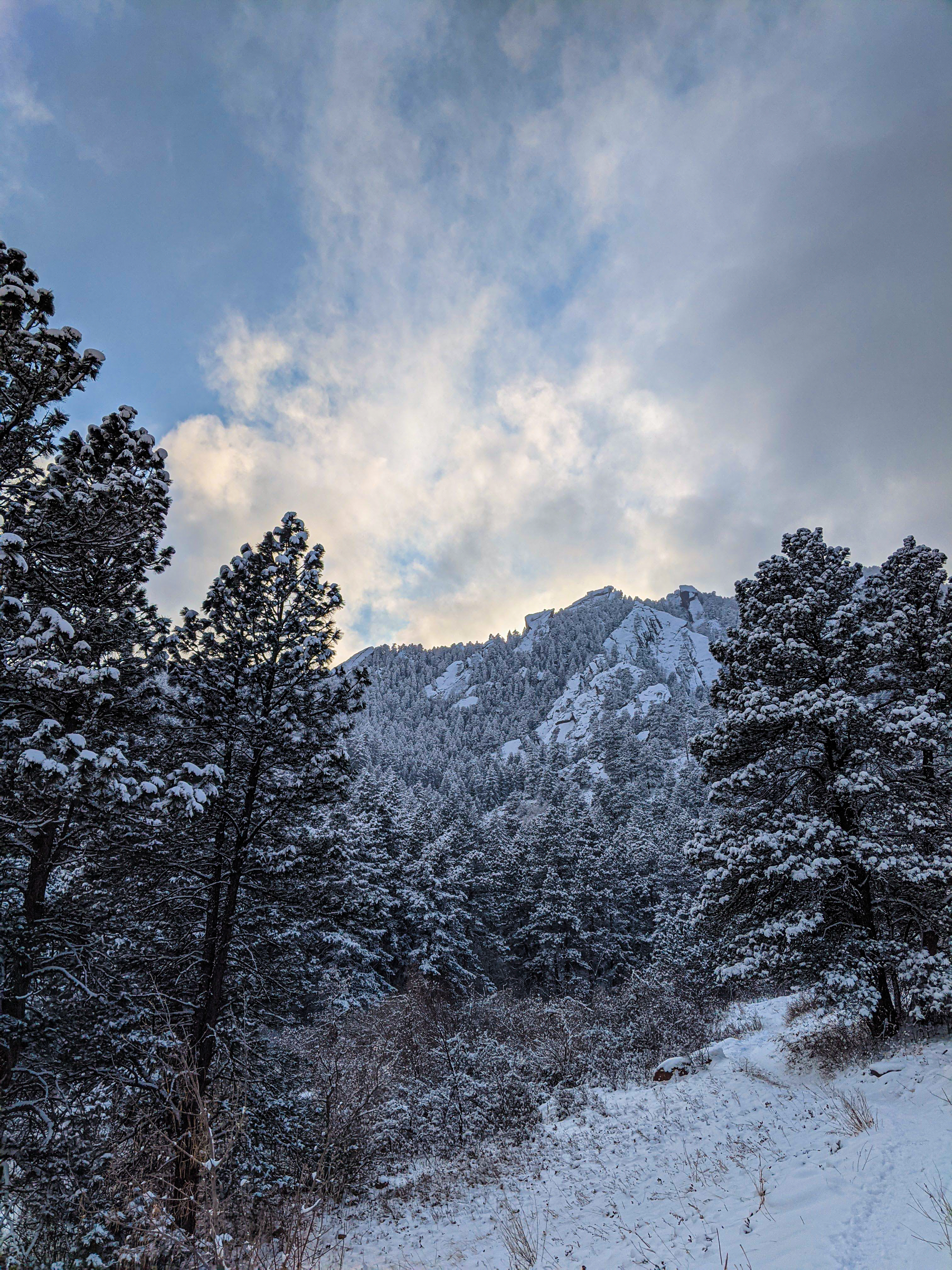 Snowy canyon in late afternoon