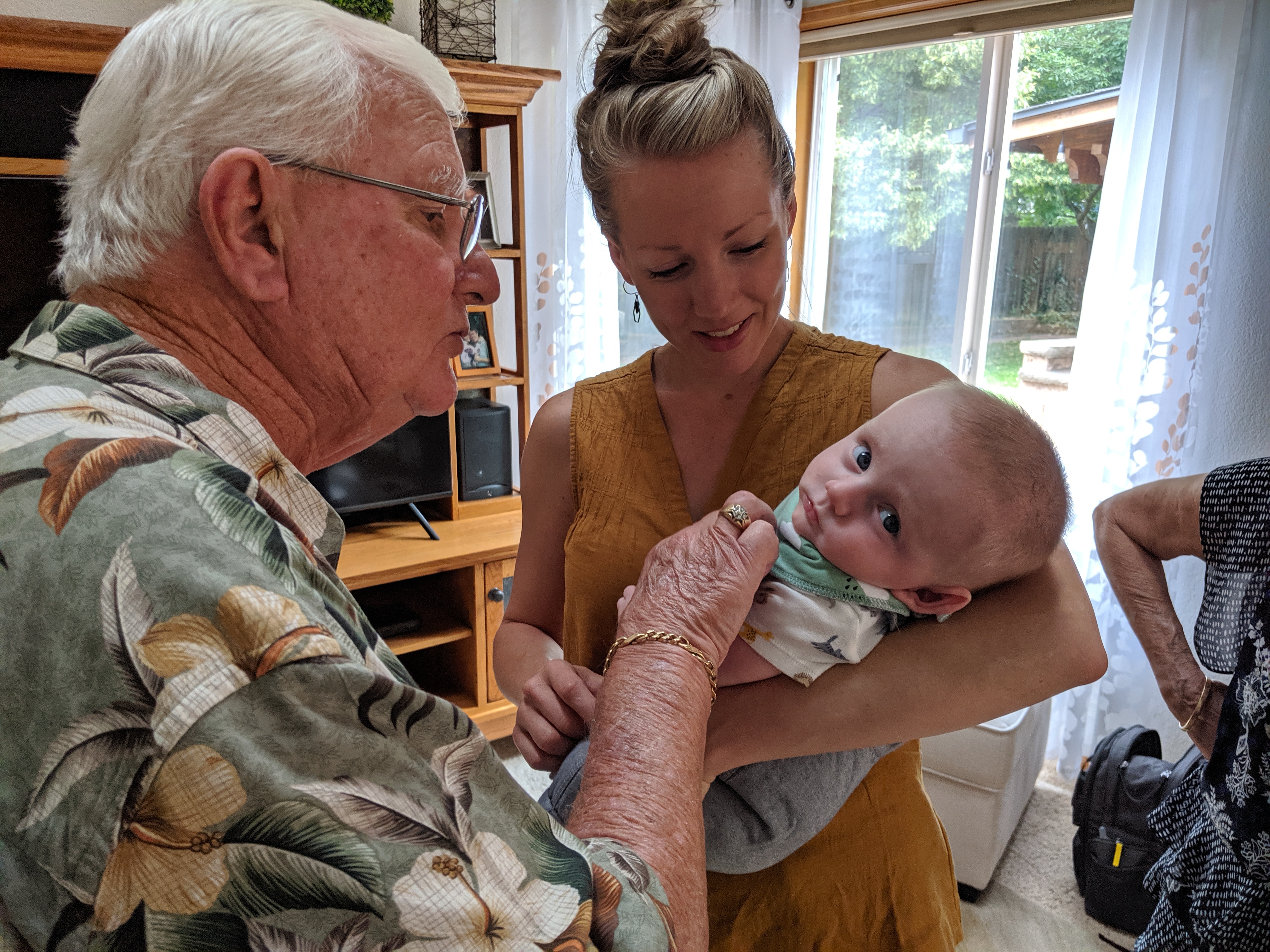 Owen, Katie, and and Great Grandpa Gary