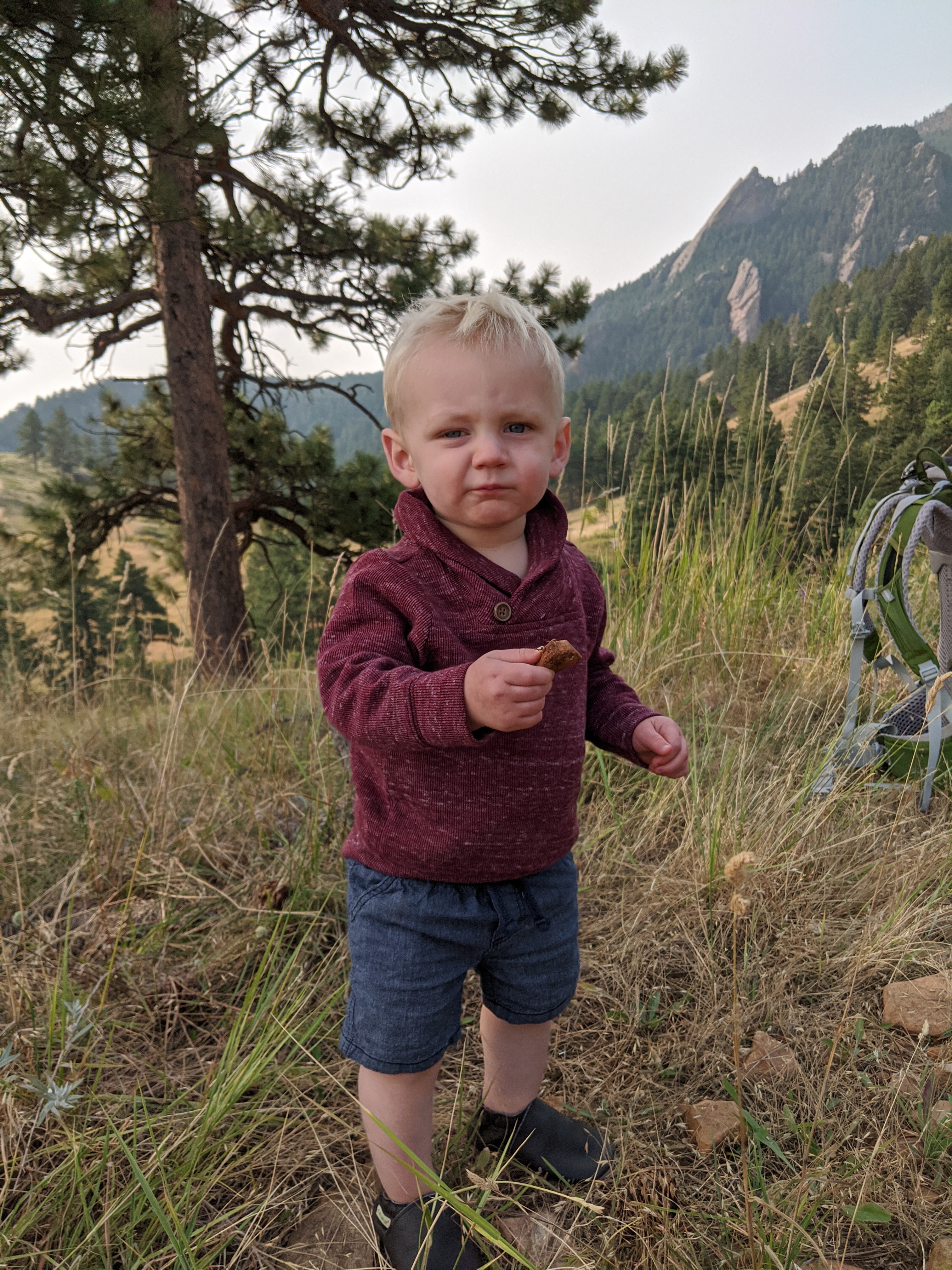 Owen eats a rock.