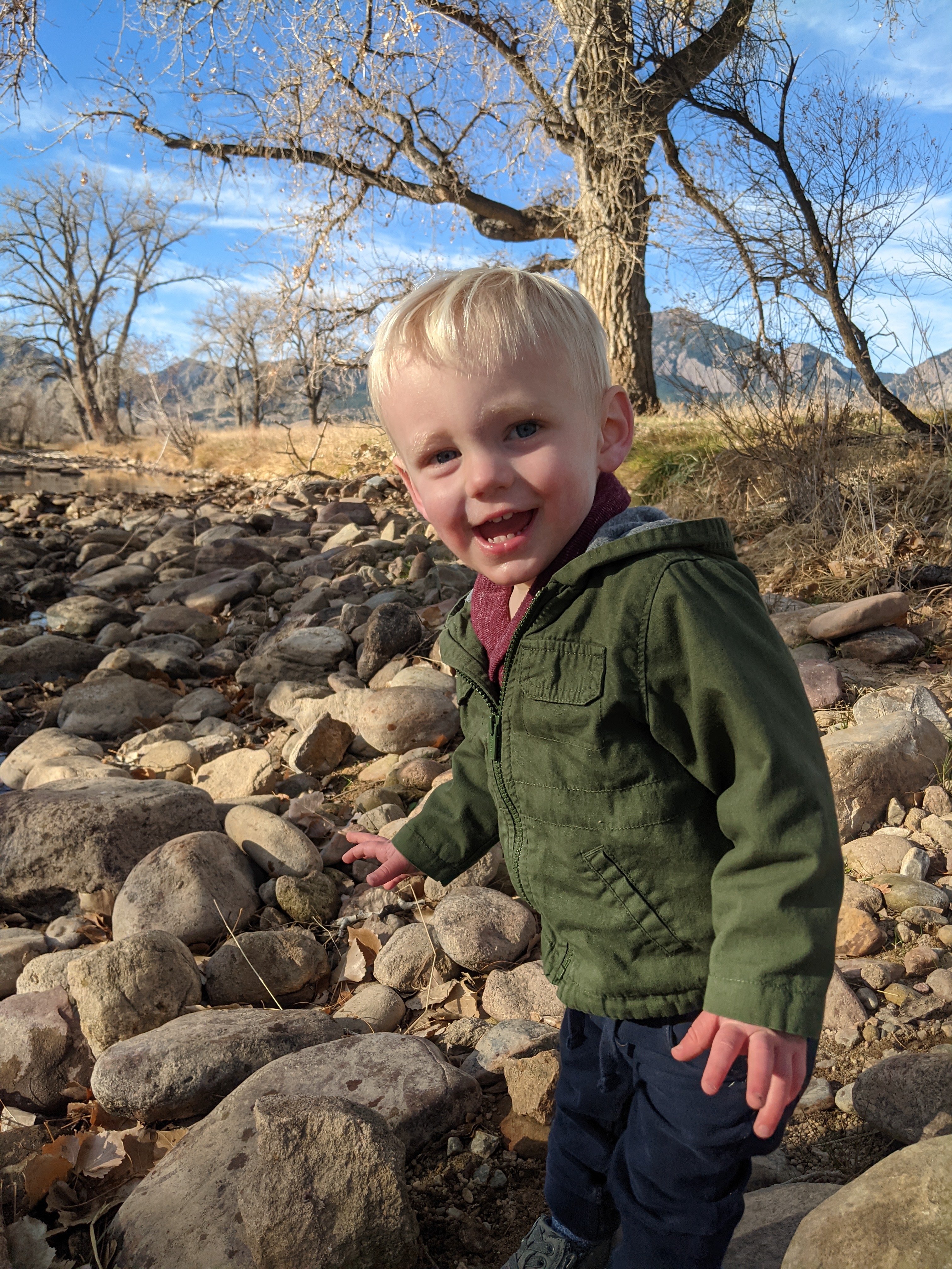 Owen outside.