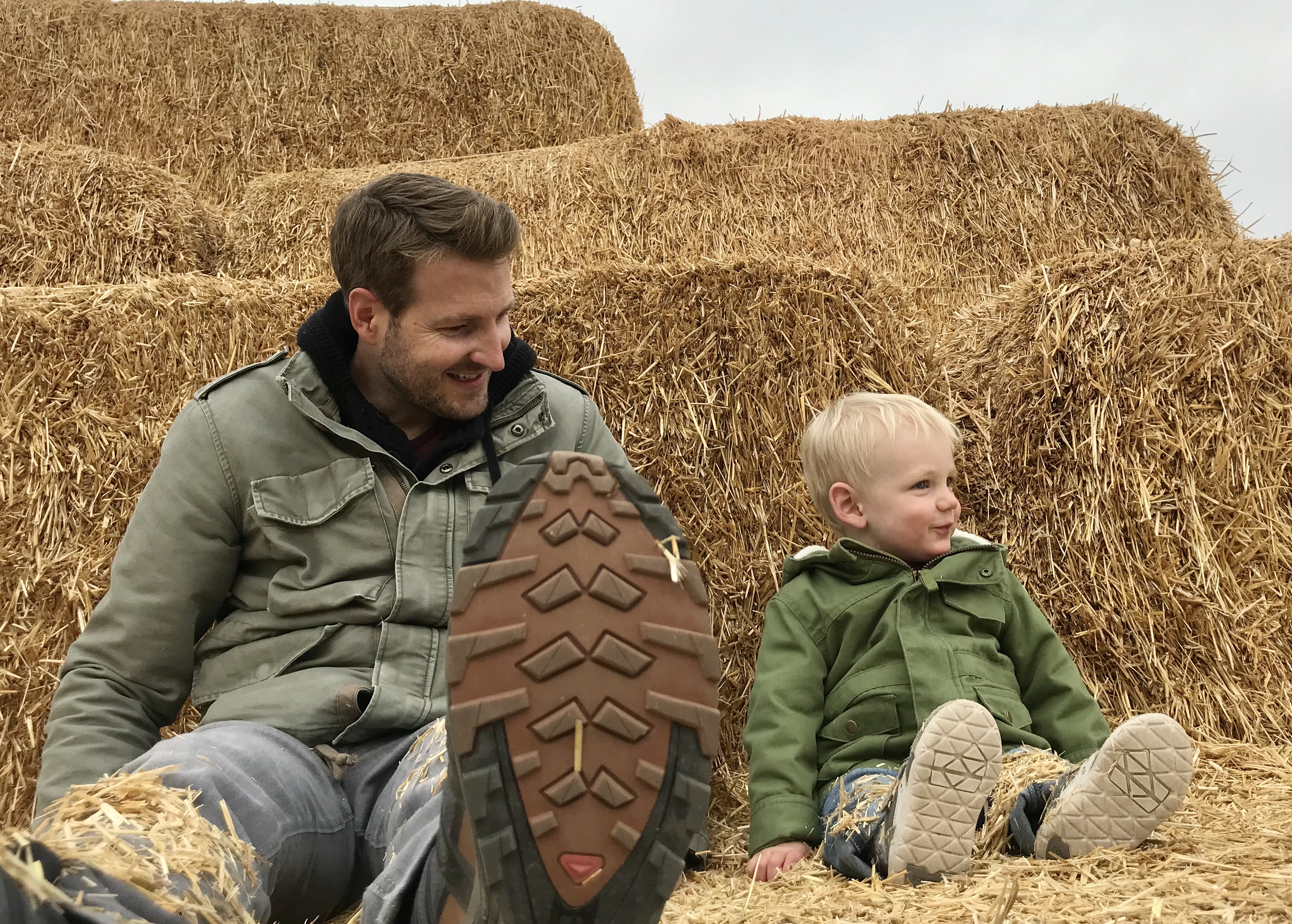 Owen and Dad at the pumpkin patch.