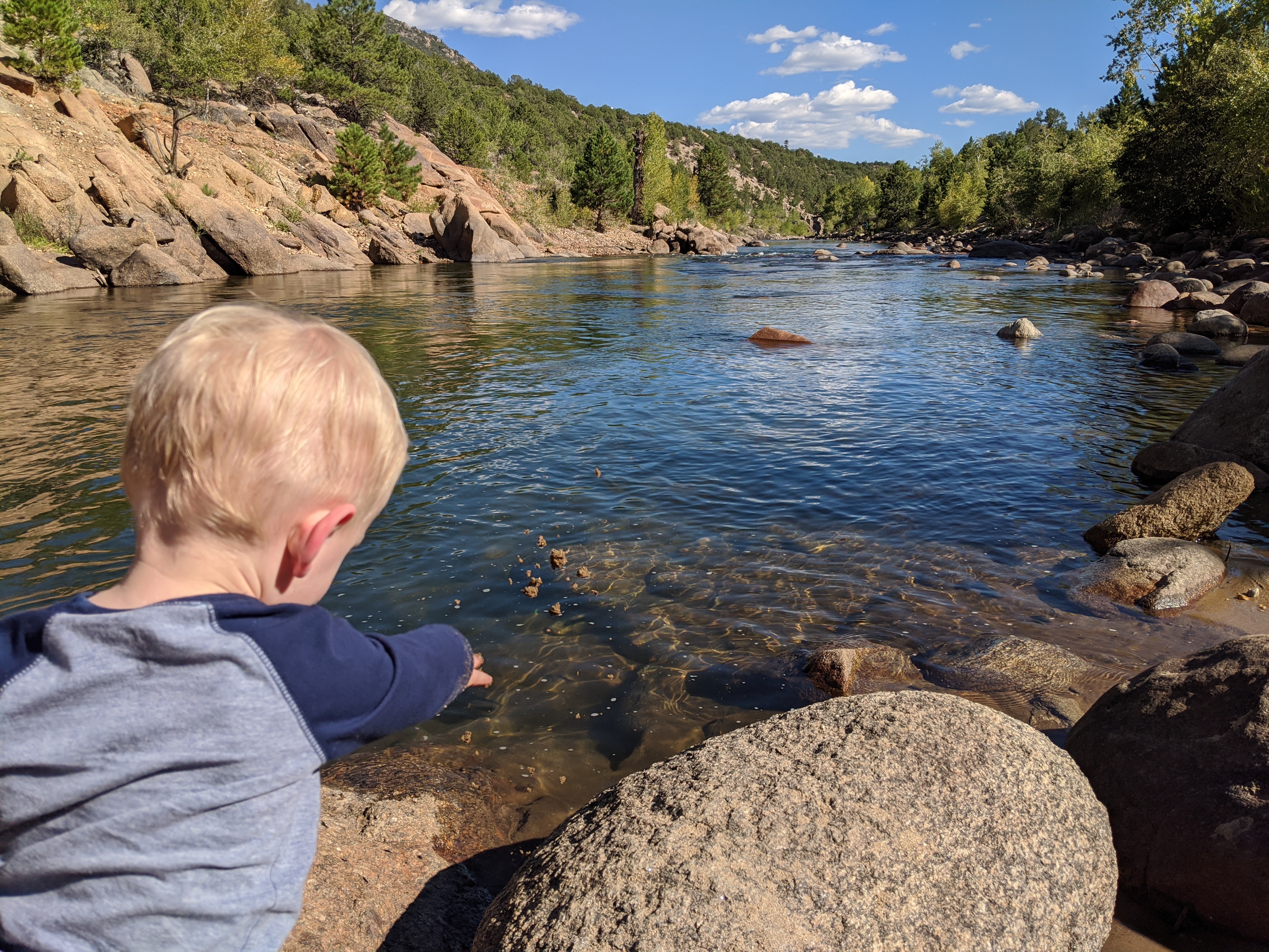 Owen on the bank of the Arkansas river in Buena Vista.