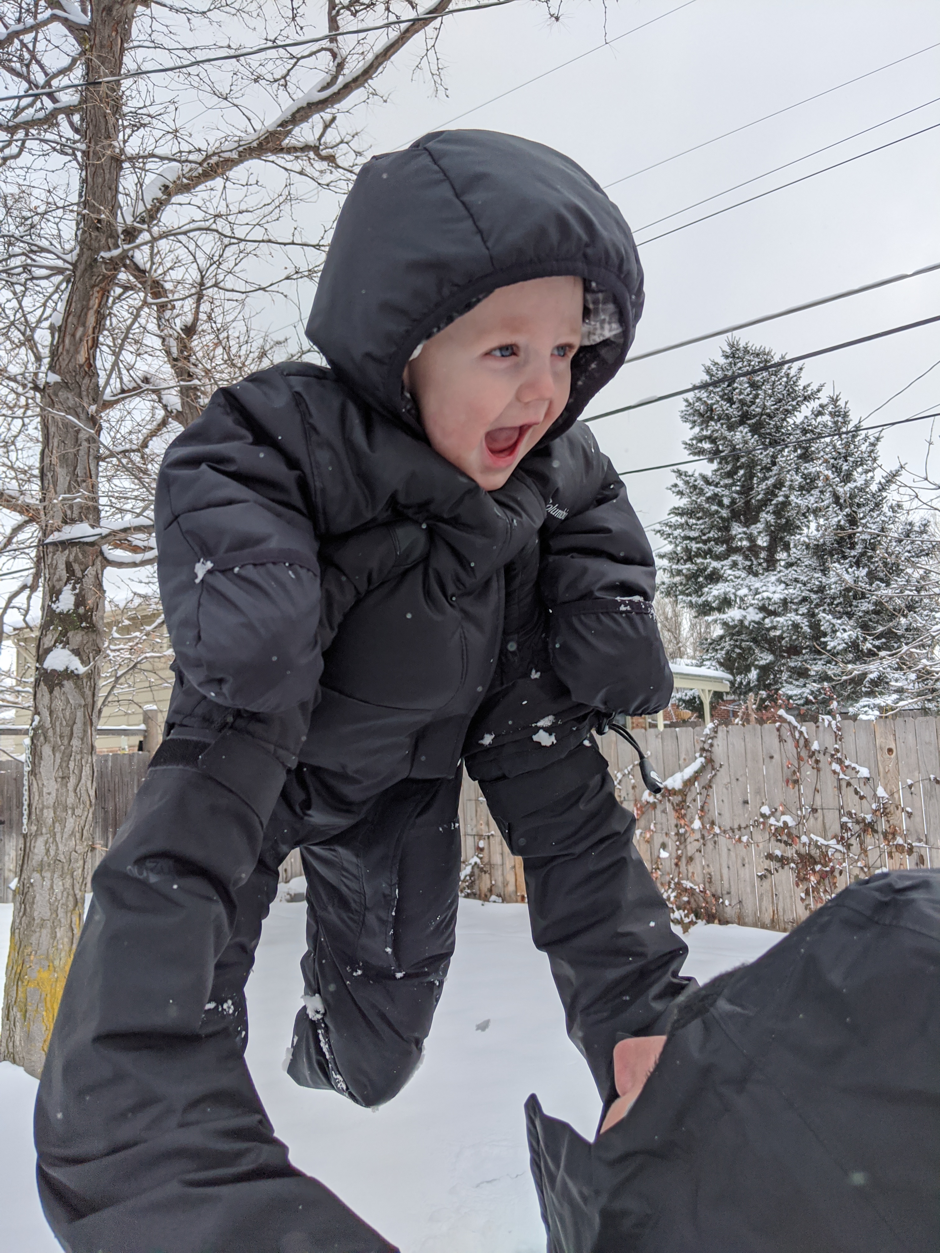 Katie and Owen playing in the snow.