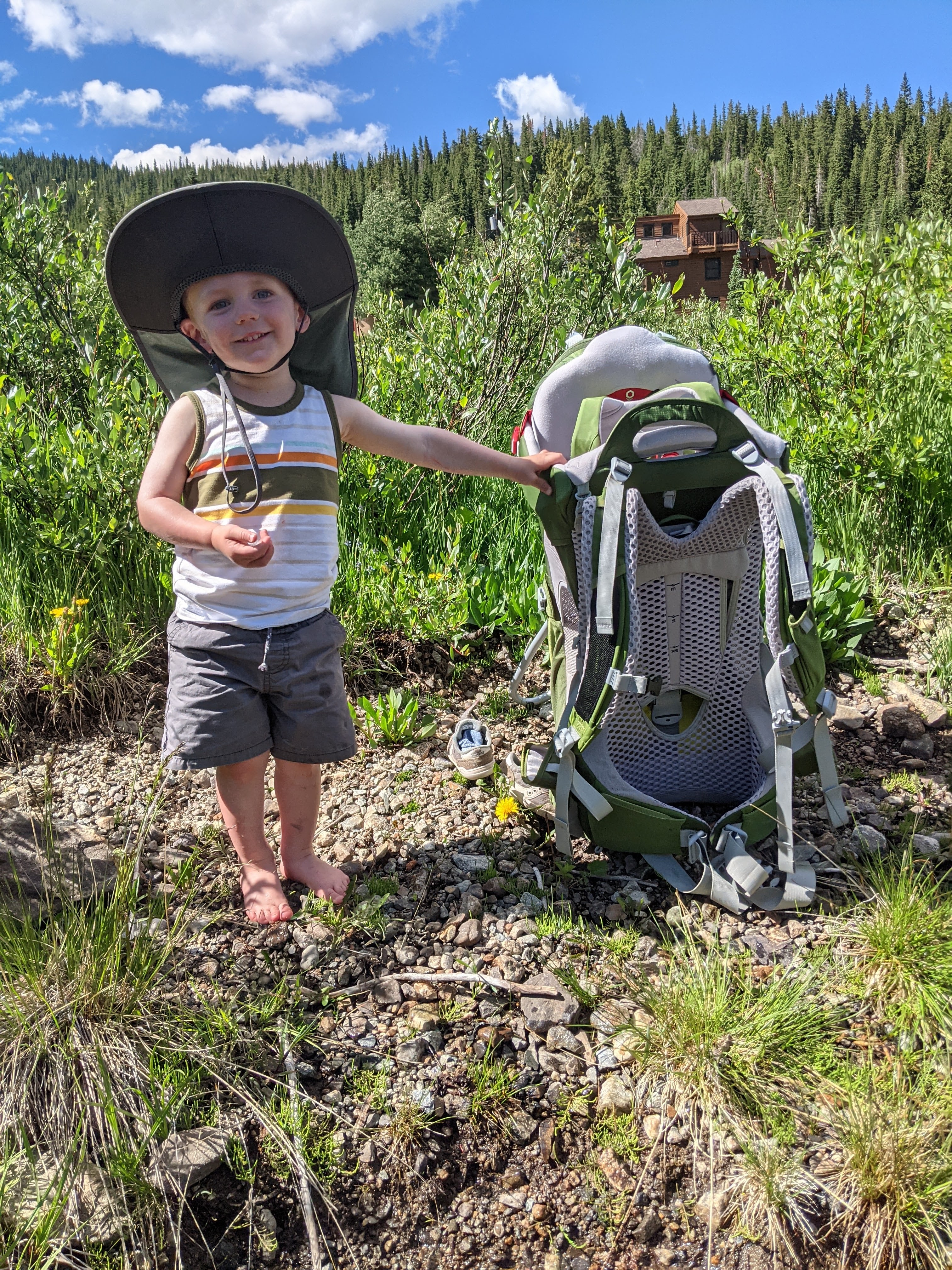 Owen near his hiking backpack in Breckenridge