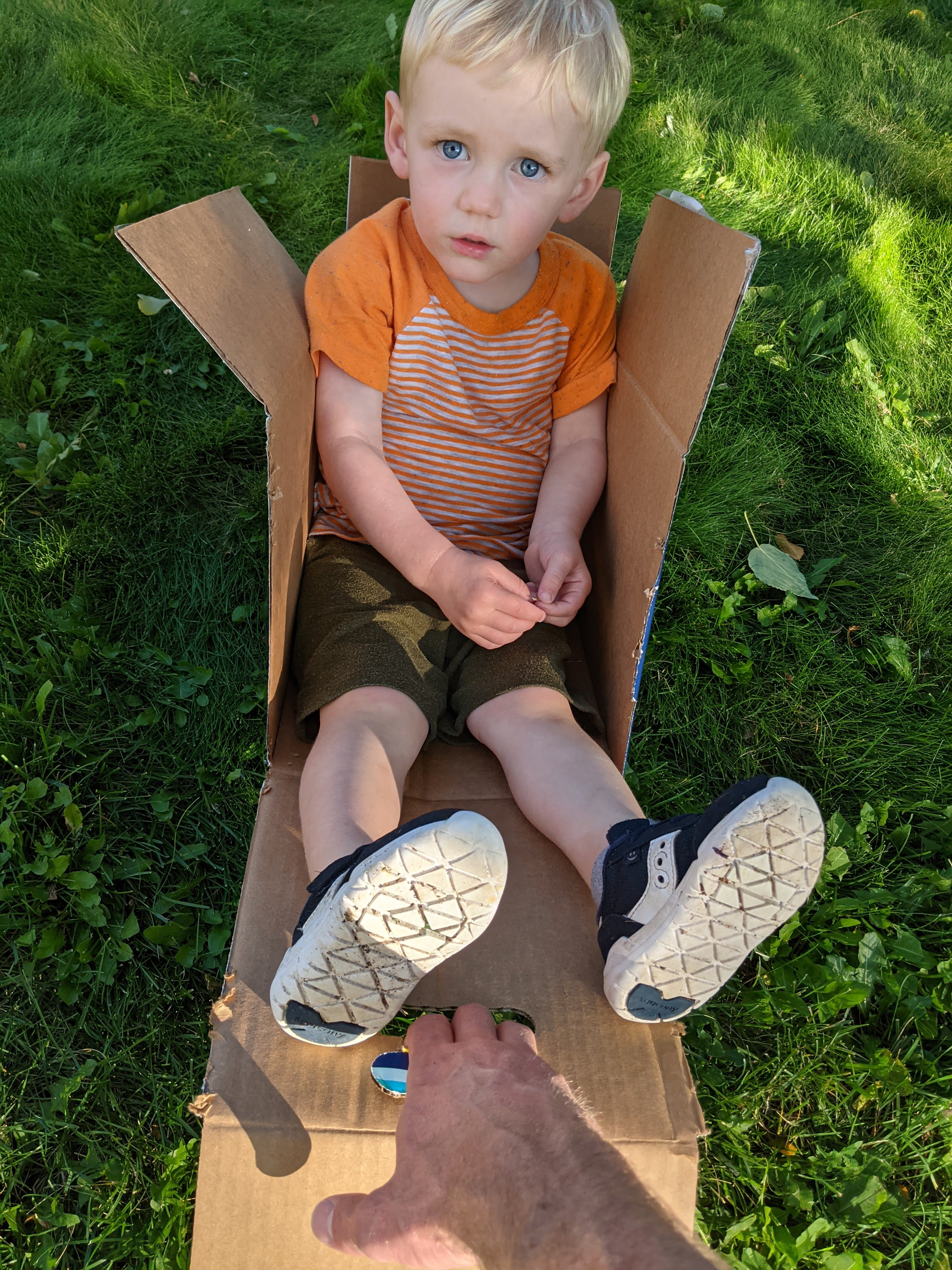 Owen in a box.